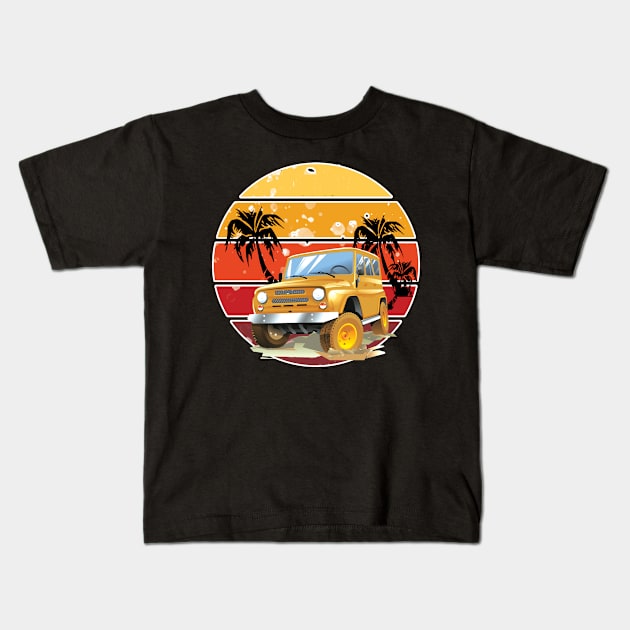 Retro Summer Car Kids T-Shirt by Imutobi